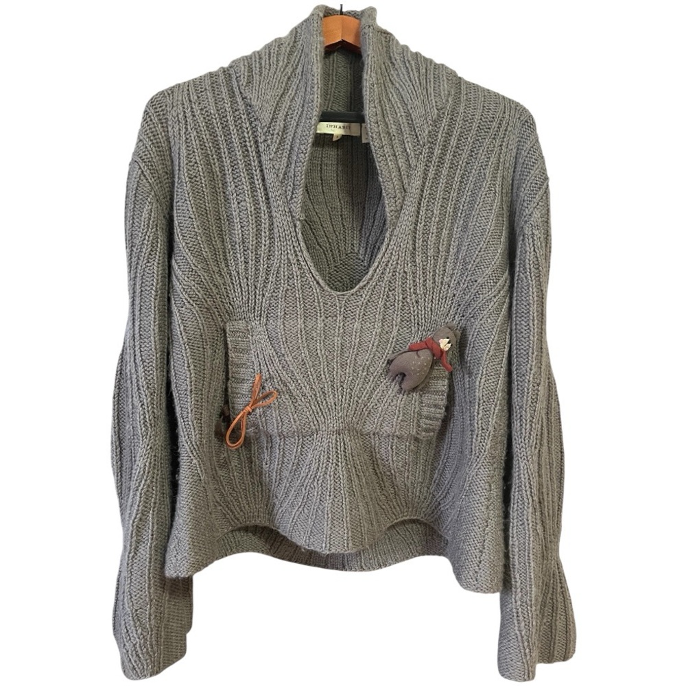 NWOT Inhabit 🐑 🦙 Wool Alapca Gray waffle knit honeycomb knit Sweater M